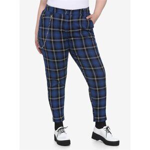 Hot Topic Blue Plaid Pants Women’s Size 1 (14/16) Grunge‎ Punk
